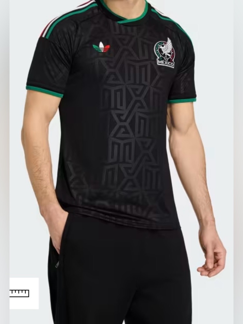 adidas Black Mexico Men's Soccer Jersey with Green Accents - Authenticity Unknow